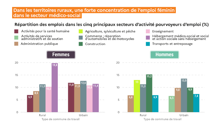 En ruralit&eacute; : forte concentration de l'emploi des femmes dans le secteur m&eacute;dico-social