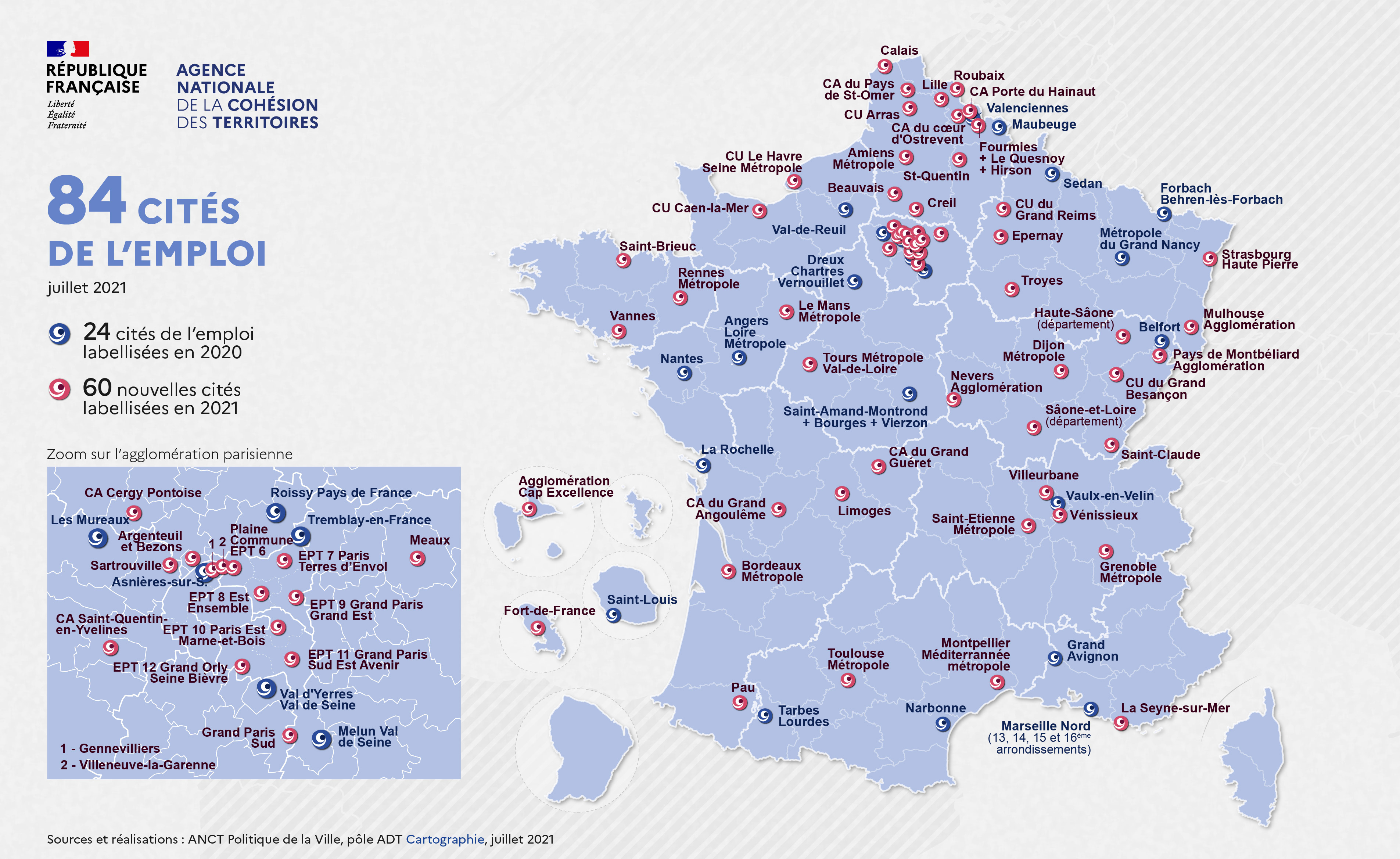 Carte cités de l'emploi