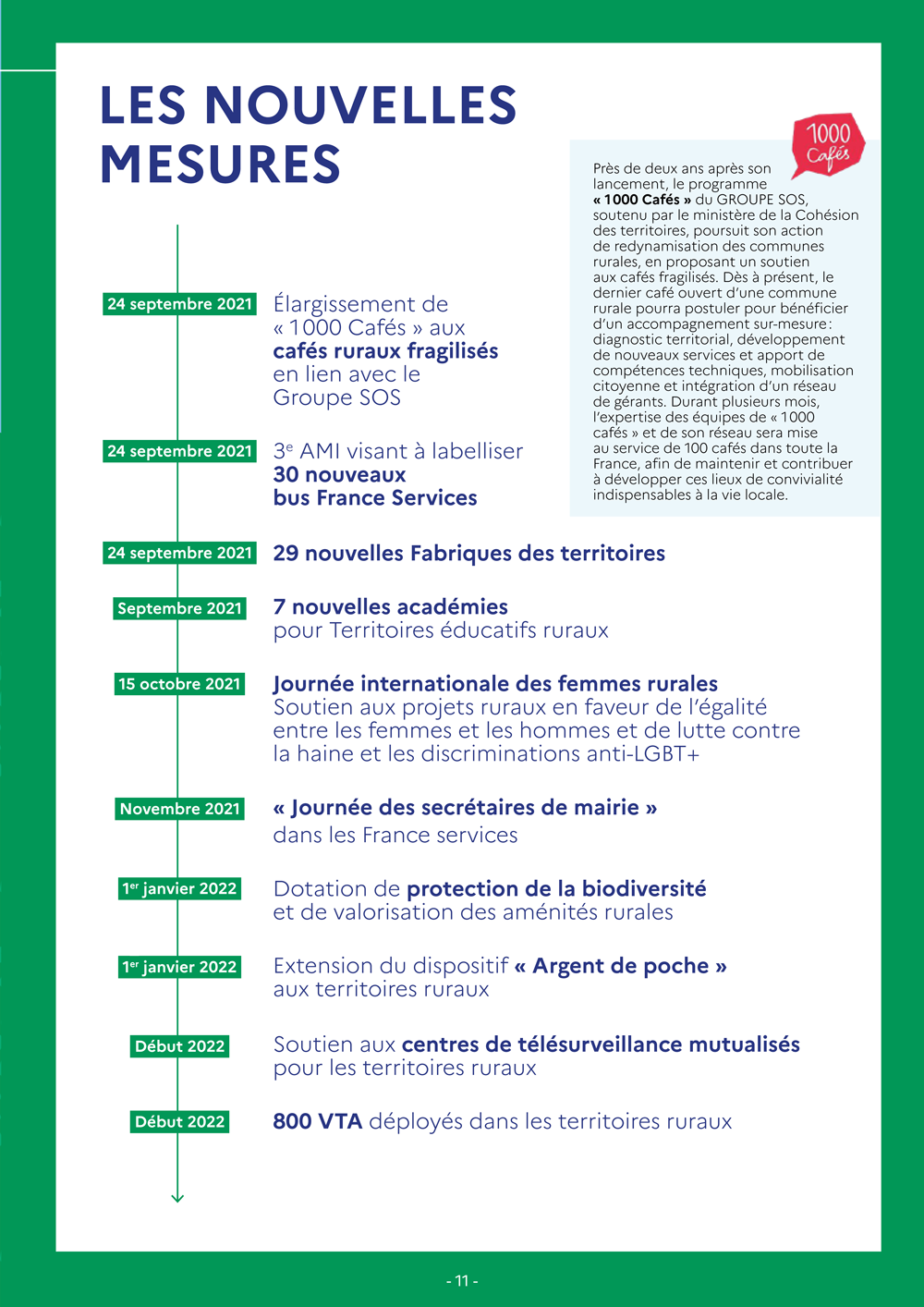 Page blanche avec cadre vert sur les nouvelles mesures de l'Agenda rural