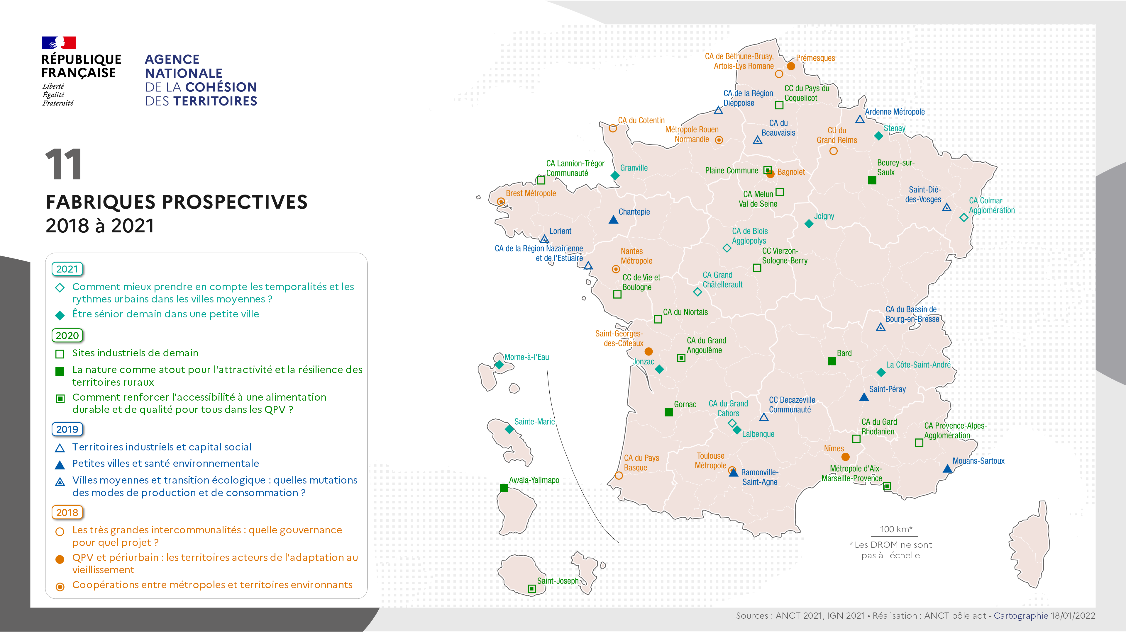 Carte des fabriques prospectives (2018/2021)