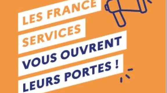 Affiche orange et bleu avec un haut-parleur pour annoncer les journ&eacute;es portes ouvertes