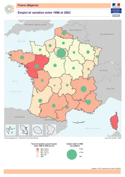 Emploi et variation entre 1996 et 2003