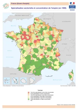 Sp&eacute;cialisation sectorielle et concentration de l'emploi en 1999