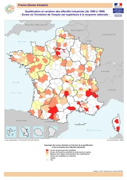 Zones o&ugrave; l'&eacute;volution de l'emploi industriel est sup&eacute;rieure &agrave; la moyenne nationale