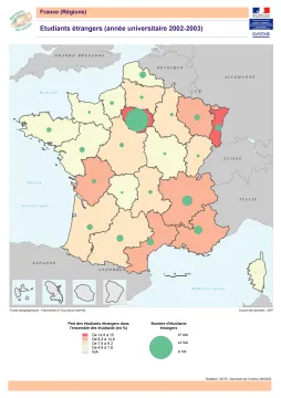 &Eacute;tudiants &eacute;trangers par r&eacute;gion