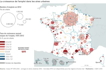 La croissance de l'emploi dans les aires urbaines
