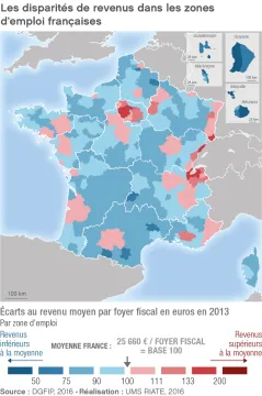Les disparit&eacute;s de revenus dans les zones d'emploi fran&ccedil;aises