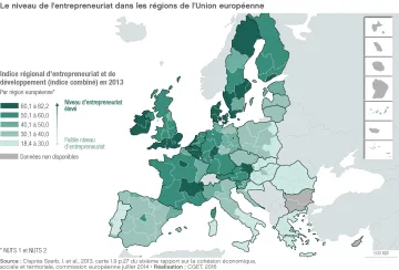 Le niveau de l'entrepreneuriat dans les r&eacute;gions de l'Union europ&eacute;enne