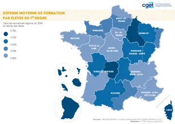 D&eacute;pense moyenne de formation par &eacute;l&egrave;ves du 1er degr&eacute;