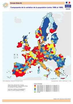 Composants de la variation de la population (entre 1996 et 1999)