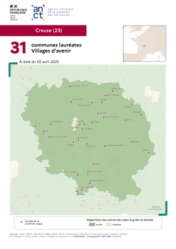 Communes labellis&eacute;es Villages d'avenir : Creuse