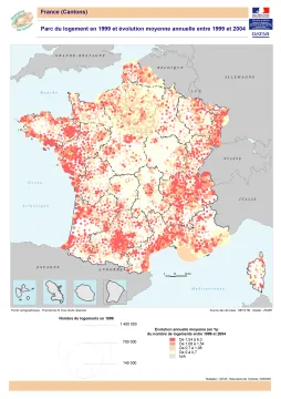 Parc de logement en 1999 et &eacute;volution moyenne annuelle entre 1999 et 2004