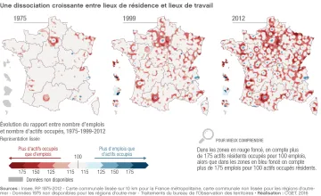 Une dissociation croissante entre lieux de r&eacute;sidence et lieux de travail