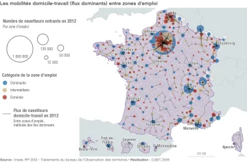 Les mobilit&eacute;s domicile-travail entre zones d'emploi