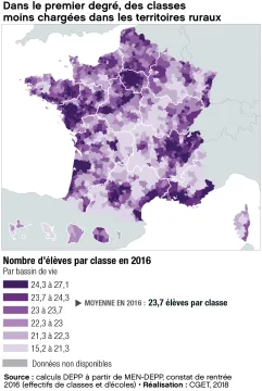 Dans le premier degr&eacute;, des classes moins charg&eacute;es dans les territoires ruraux

