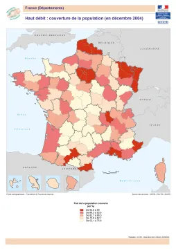 Haut d&eacute;bit : couverture de la population en 2004