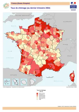 Taux de ch&ocirc;mage en 2004