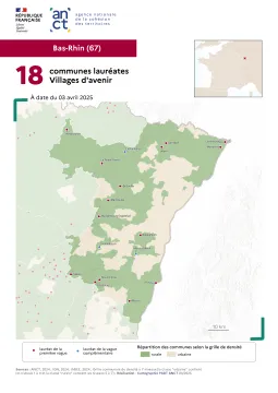Communes labellis&eacute;es Villages d'avenir : Bas-Rhin