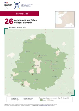 Communes labellis&eacute;es Villages d'avenir : Sarthe