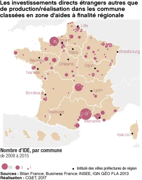 Les investissements directs &eacute;trangers (IDE) autres que de production/r&eacute;alisation dans les communes class&eacute;es en zone d'aides &agrave; finalit&eacute; r&eacute;gionale