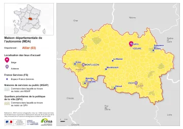 Atlas des maisons d&eacute;partementales des personnes handicap&eacute;es et des maisons d&eacute;partementales de l'autonomie : Allier