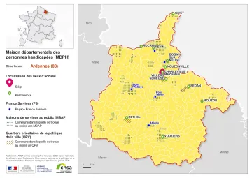 Atlas des maisons d&eacute;partementales des personnes handicap&eacute;es et des maisons d&eacute;partementales de l'autonomie : Ardennes
