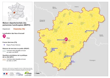 Atlas des maisons d&eacute;partementales des personnes handicap&eacute;es et des maisons d&eacute;partementales de l'autonomie : Charente