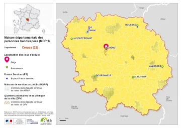 Atlas des maisons d&eacute;partementales des personnes handicap&eacute;es et des maisons d&eacute;partementales de l'autonomie : Creuse