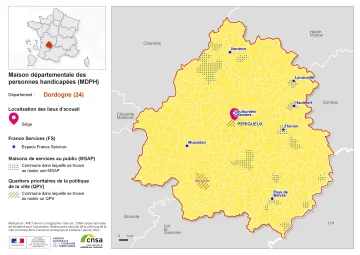 Atlas des maisons d&eacute;partementales des personnes handicap&eacute;es et des maisons d&eacute;partementales de l'autonomie : Dordogne
