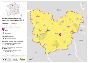 Atlas des maisons d&eacute;partementales des personnes handicap&eacute;es et des maisons d&eacute;partementales de l'autonomie : Eure