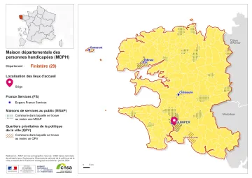 Atlas des maisons d&eacute;partementales des personnes handicap&eacute;es et des maisons d&eacute;partementales de l'autonomie : Finist&egrave;re