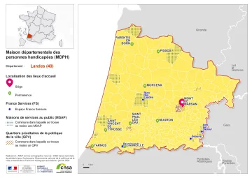 Atlas des maisons d&eacute;partementales des personnes handicap&eacute;es et des maisons d&eacute;partementales de l'autonomie : Landes