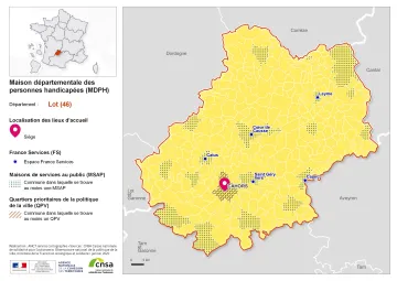 Atlas des maisons d&eacute;partementales des personnes handicap&eacute;es et des maisons d&eacute;partementales de l'autonomie : Lot