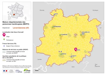 Atlas des maisons d&eacute;partementales des personnes handicap&eacute;es et des maisons d&eacute;partementales de l'autonomie : Lot-et-Garonne