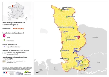Atlas des maisons d&eacute;partementales des personnes handicap&eacute;es et des maisons d&eacute;partementales de l'autonomie : Manche
