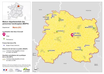Atlas des maisons d&eacute;partementales des personnes handicap&eacute;es et des maisons d&eacute;partementales de l'autonomie : Marne