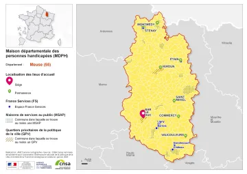 Atlas des maisons d&eacute;partementales des personnes handicap&eacute;es et des maisons d&eacute;partementales de l'autonomie : Meuse