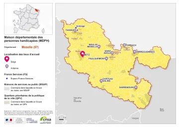 Atlas des maisons d&eacute;partementales des personnes handicap&eacute;es et des maisons d&eacute;partementales de l'autonomie : Moselle
