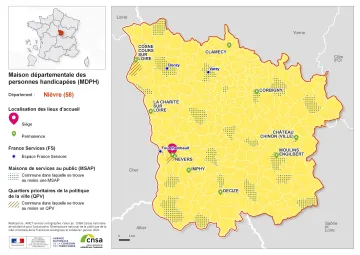 Atlas des maisons d&eacute;partementales des personnes handicap&eacute;es et des maisons d&eacute;partementales de l'autonomie : Ni&egrave;vre