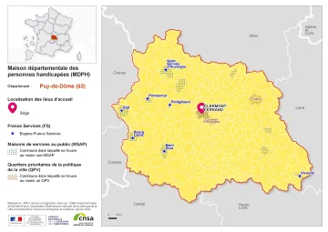 Atlas des maisons d&eacute;partementales des personnes handicap&eacute;es et des maisons d&eacute;partementales de l'autonomie : Puy-de-D&ocirc;me