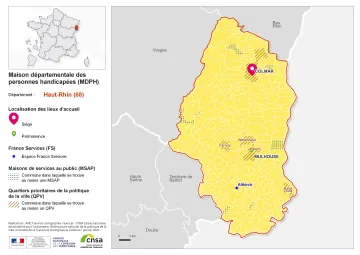 Atlas des maisons d&eacute;partementales des personnes handicap&eacute;es et des maisons d&eacute;partementales de l'autonomie : Haut-Rhin