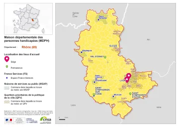 Atlas des maisons d&eacute;partementales des personnes handicap&eacute;es et des maisons d&eacute;partementales de l'autonomie : Rh&ocirc;ne