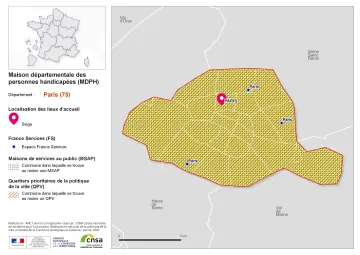 Atlas des maisons d&eacute;partementales des personnes handicap&eacute;es et des maisons d&eacute;partementales de l'autonomie : Paris
