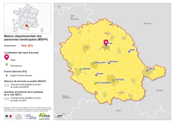 Atlas des maisons d&eacute;partementales des personnes handicap&eacute;es et des maisons d&eacute;partementales de l'autonomie : Tarn