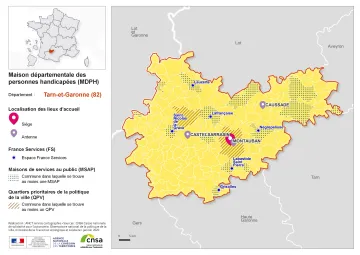 Atlas des maisons d&eacute;partementales des personnes handicap&eacute;es et des maisons d&eacute;partementales de l'autonomie : Tarn-et-Garonne