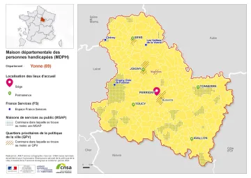 Atlas des maisons d&eacute;partementales des personnes handicap&eacute;es et des maisons d&eacute;partementales de l'autonomie : Yonne