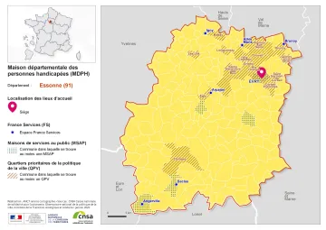 Atlas des maisons d&eacute;partementales des personnes handicap&eacute;es et des maisons d&eacute;partementales de l'autonomie : Essonne