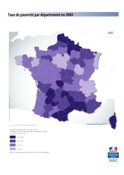 Taux de pauvret&eacute; par d&eacute;partement en 2004
