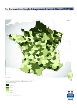 Part des demandeurs d'emploi de longue dur&eacute;e de moins de 25 ans en 2006