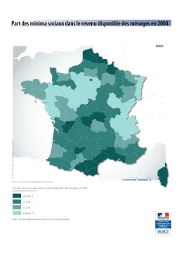 Part des minimas sociaux dans le revenu disponible des m&eacute;nages en 2004